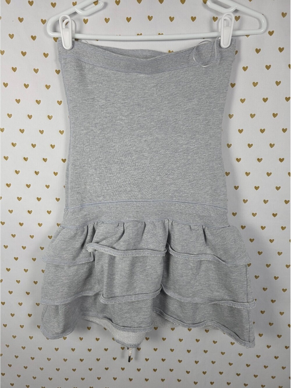 PINK Victoria’s Secret Gray Strapless Ruffle Terry Mini Dress Small Dog - Picture 5 of 5